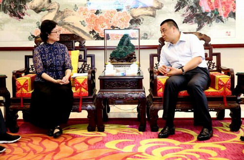 柳州市政协党组书记,政协主席陈虹与康美药业董事长,总经理马兴田座谈